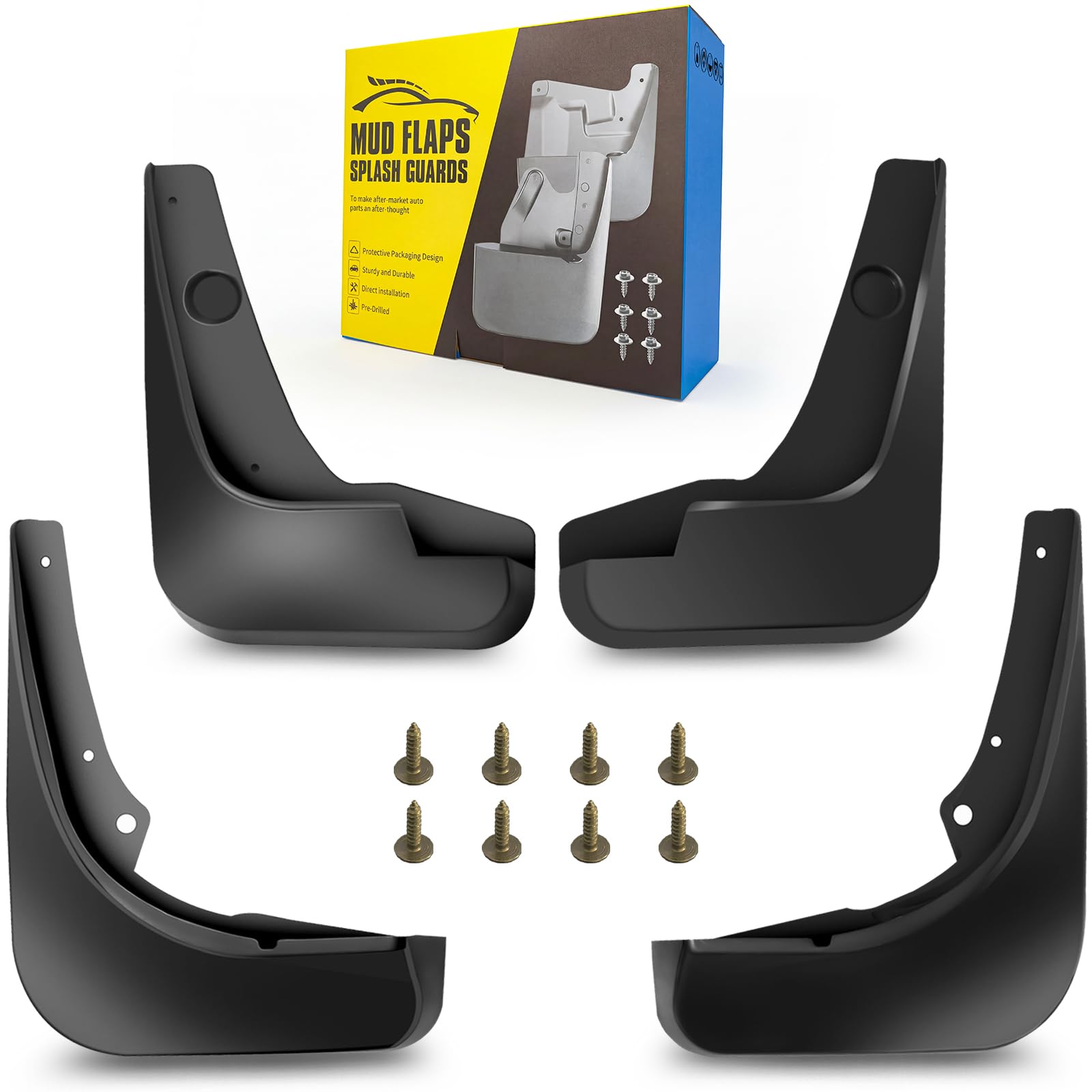 Mud Flaps Fit for 2010 2011 2012 2013 2014 2015 Chevy Cruze 4-Door Sedan (1st Gen) (Not for SR,SRi and Sport Models), Dedicated Mudguard for Four Seasons Universal Protection, Front and Rear