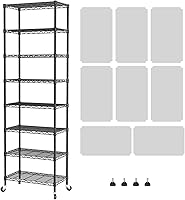 SINGAYE 8-Tier Adjustable Wire Shelving Unit - Heavy Duty Metal Storage Rack for Garage Kitchen Pantry Laundry 12"D x 22"W x 74"H Black