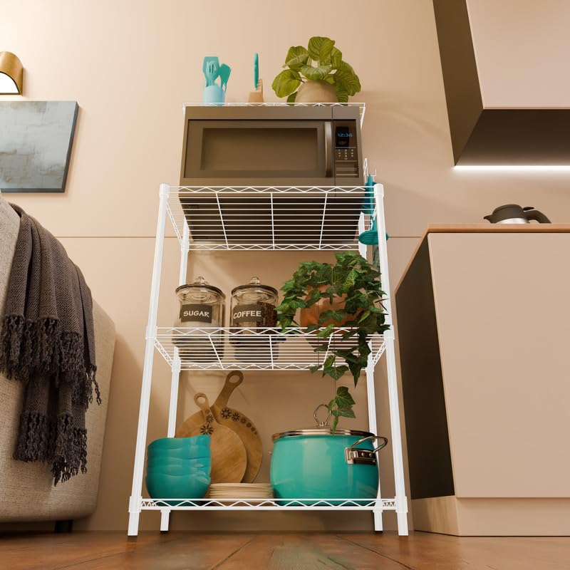 Image of 3-Shelves Microwave Heavy Duty Steel Storage Rack | Multipurpose Shelving Unit for Kitchen, Home & Utility