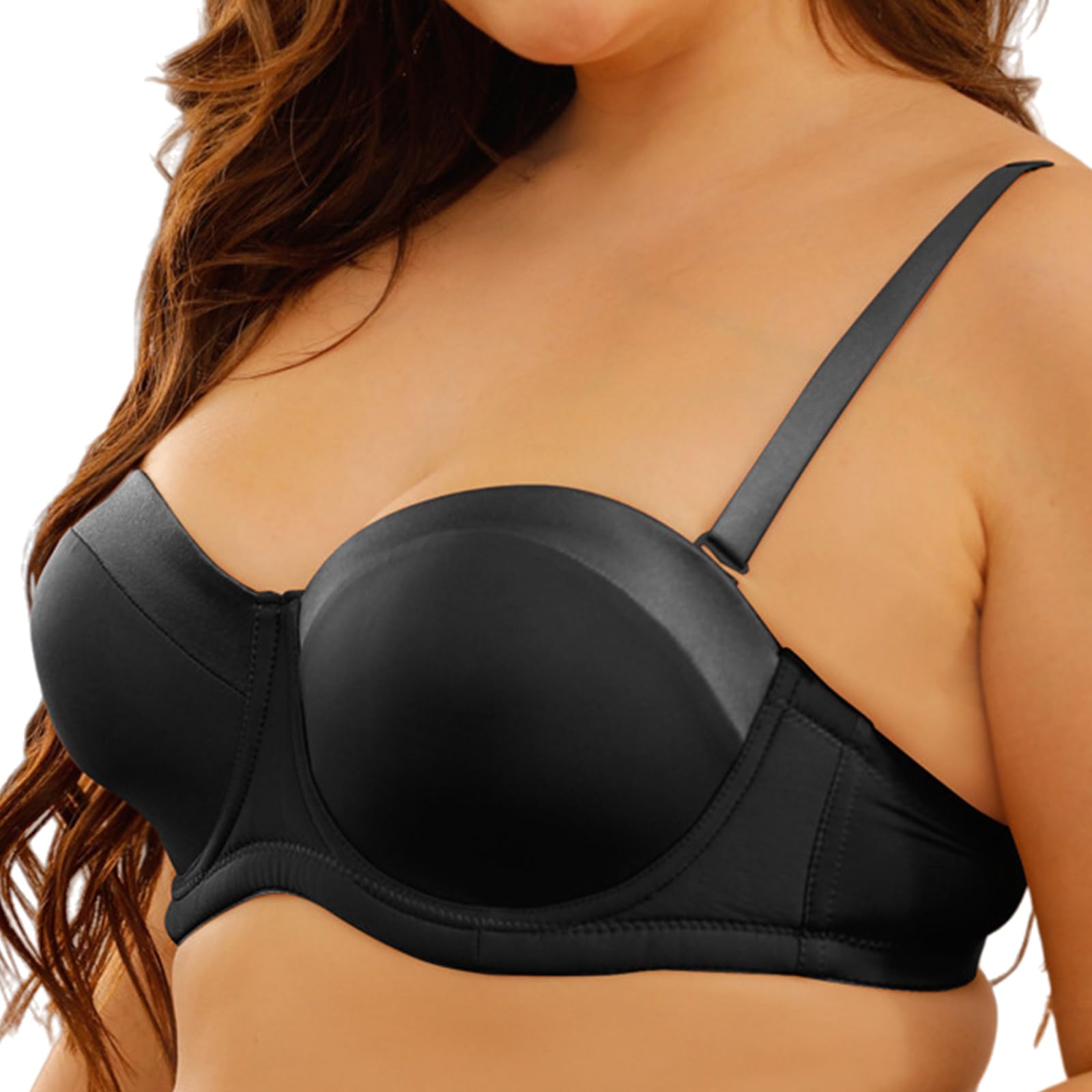 Lot De 3 Soutien Gorge avec Armature Femme Lingerie Sexy Push Up Grand Maintien Invisible Brassière Satin Couleur Chair Noir Rouge Grande Taille