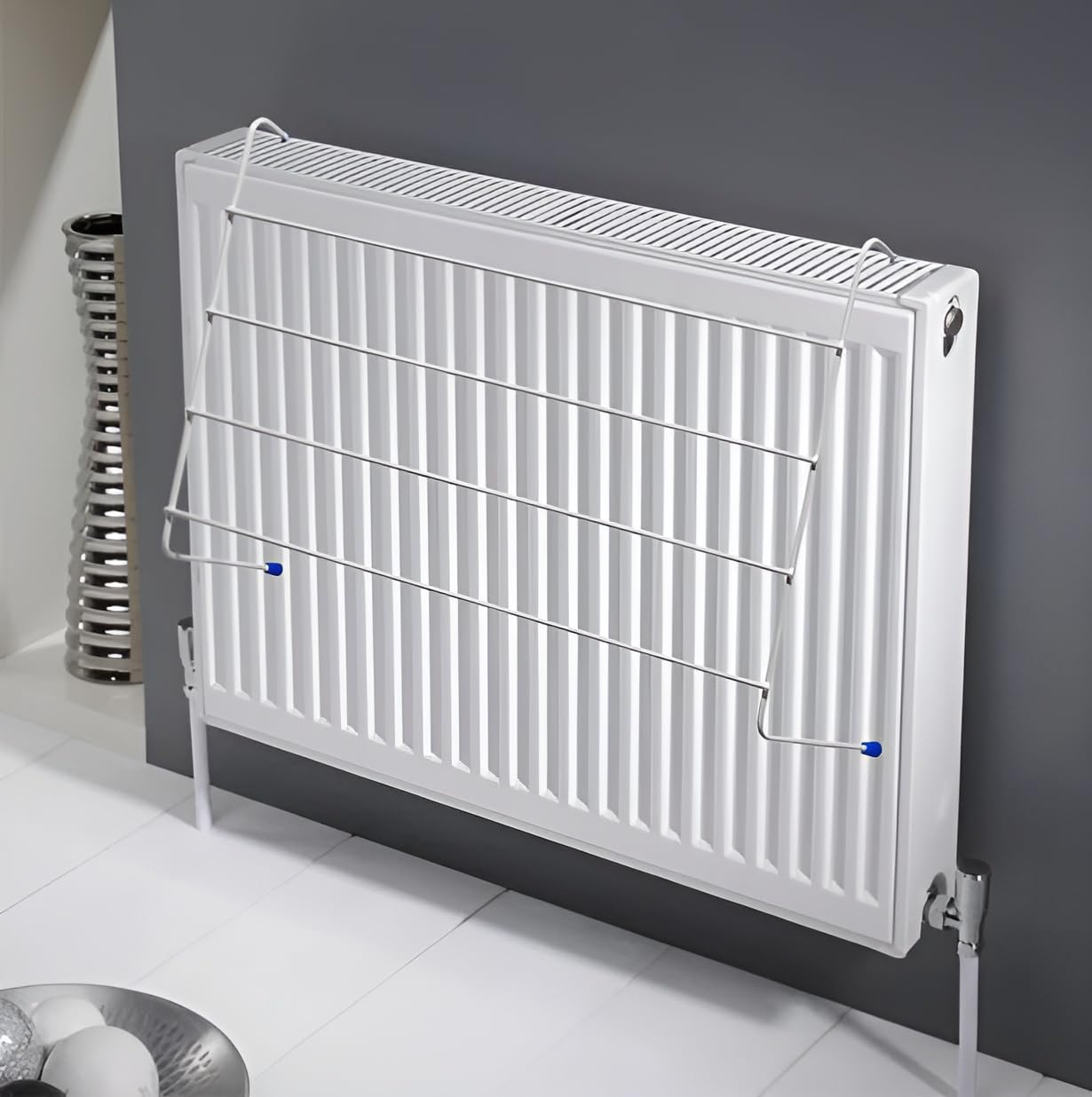 Kaynur Silver 4 Bar Radiator Airer Durable 4 Tier Metal Clothes Drying Rack - Lightweight Towel & Laundry Dryer Solution (4)