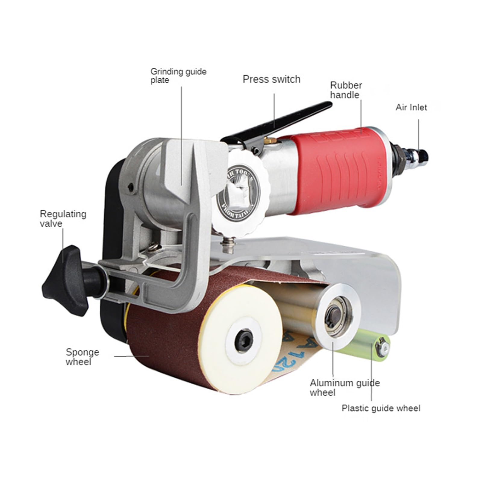 Macchina for trafilatura pneumatica, levigatrice a nastro ad aria, lucidatrice for metalli, mini macchina for carta vetrata 60 * 260mm 7000RPM