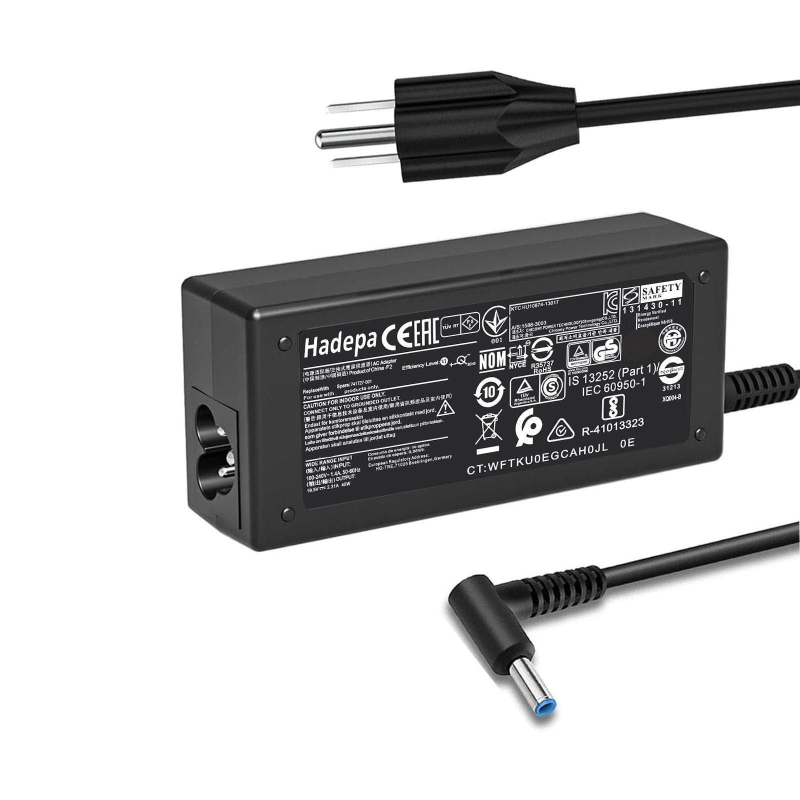 45W 19.5V 2.31A 741727-001 L25296-001/002/003/004 213349-109 TPN-CA14 Laptop Charger Compatible with HP Pavilion 15 14 13 11 Notebook Stream 14 13 11 Series Envy X360 Blue Tip Adapter Power Cord