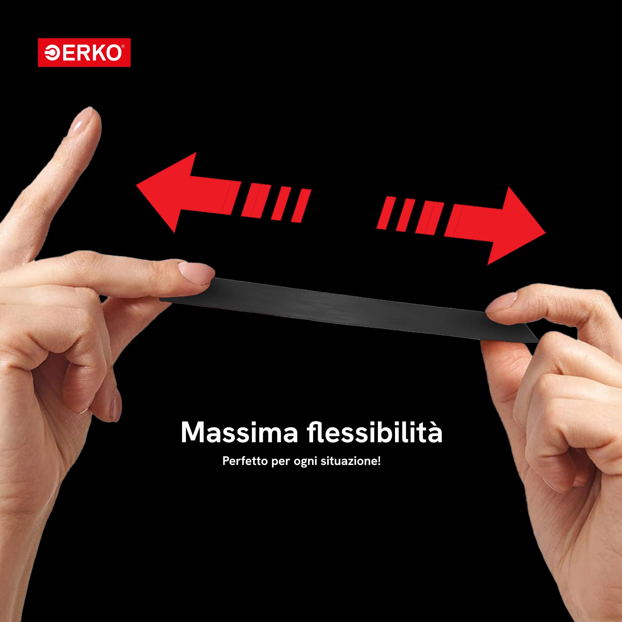ERKO Nastro Isolante elettrico nero 19 mm x 20 m PVC Per isolare Riparare e legare, nastro adesivo, Per tensioni fino a 6 kv, elettrici professionali, flessibile, autoestinguente