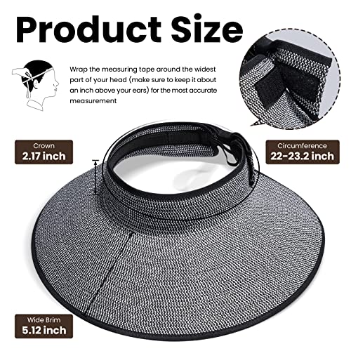image for Simplicity Wide Brim Foldable Sun Hats for Women Roll-up Straw Sun Vis