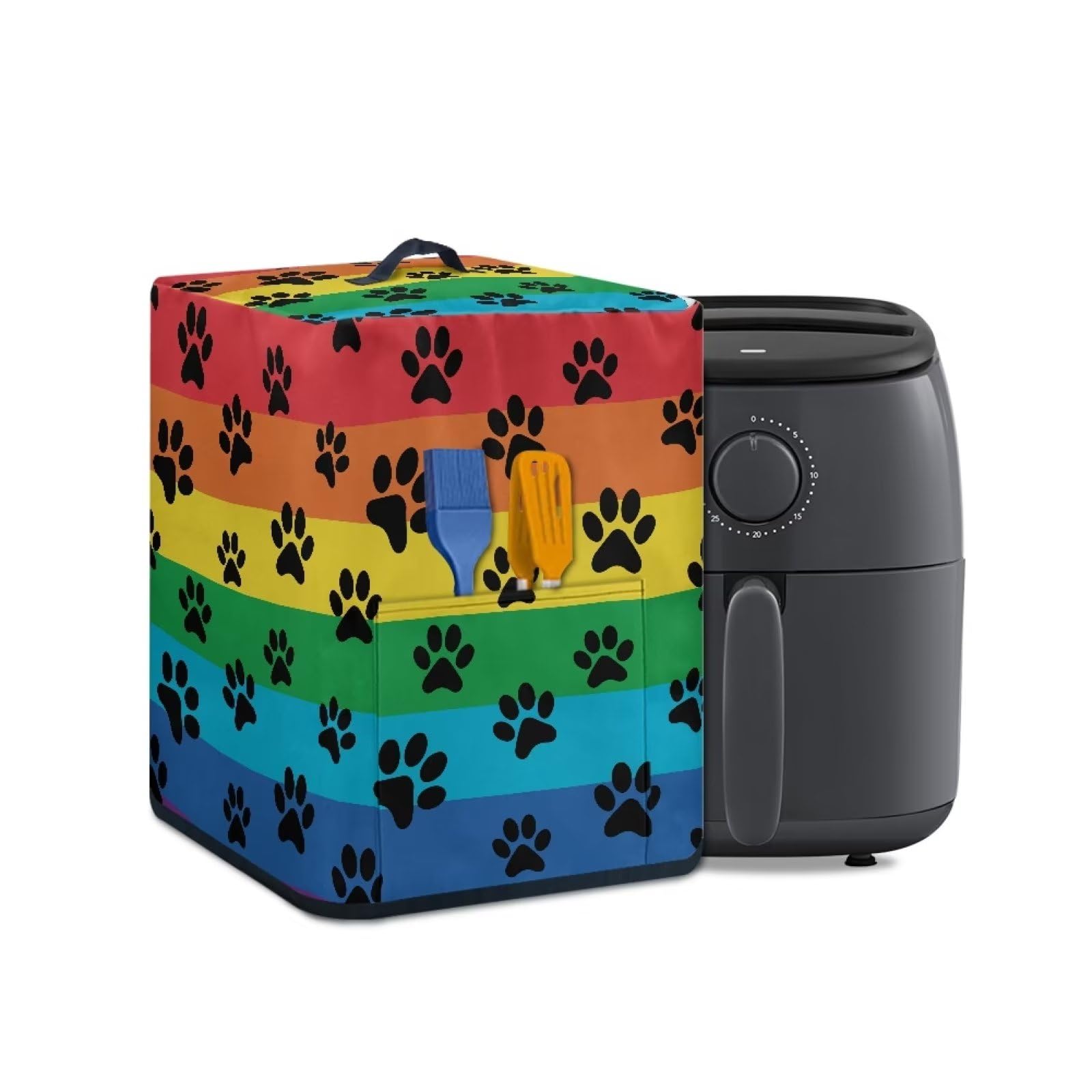 FKELYI Cute Dog Paws Design Air Fryer Cover Dust-proof Waterproof Air Fryer Cooker Covers with Handle and Pocket