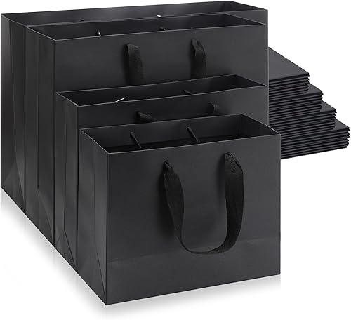 Miniatura 1 de PerKoop Paquete de 40 bolsas de regalo de Navidad de papel kraft con asas, 4 tamaños, envoltura de regalo, bolsas de compras de postres para regalos