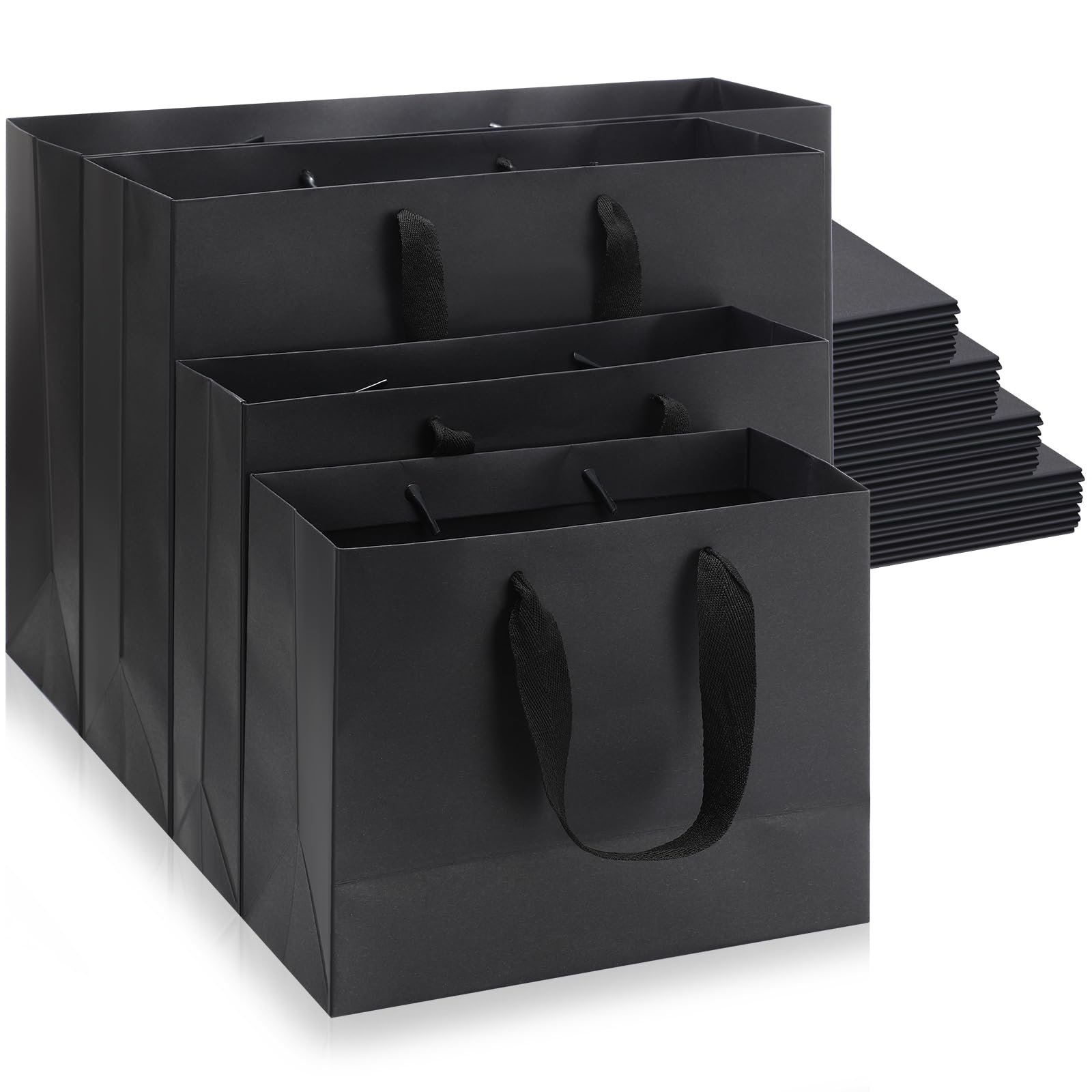 PerKoop 40 Pack Kraft Gift Bags Handled Paper 4 Sizes Goodie Bags with Handles Gift Wrap Recyclable Shopping Sacks for Merchandise Wedding Mother's