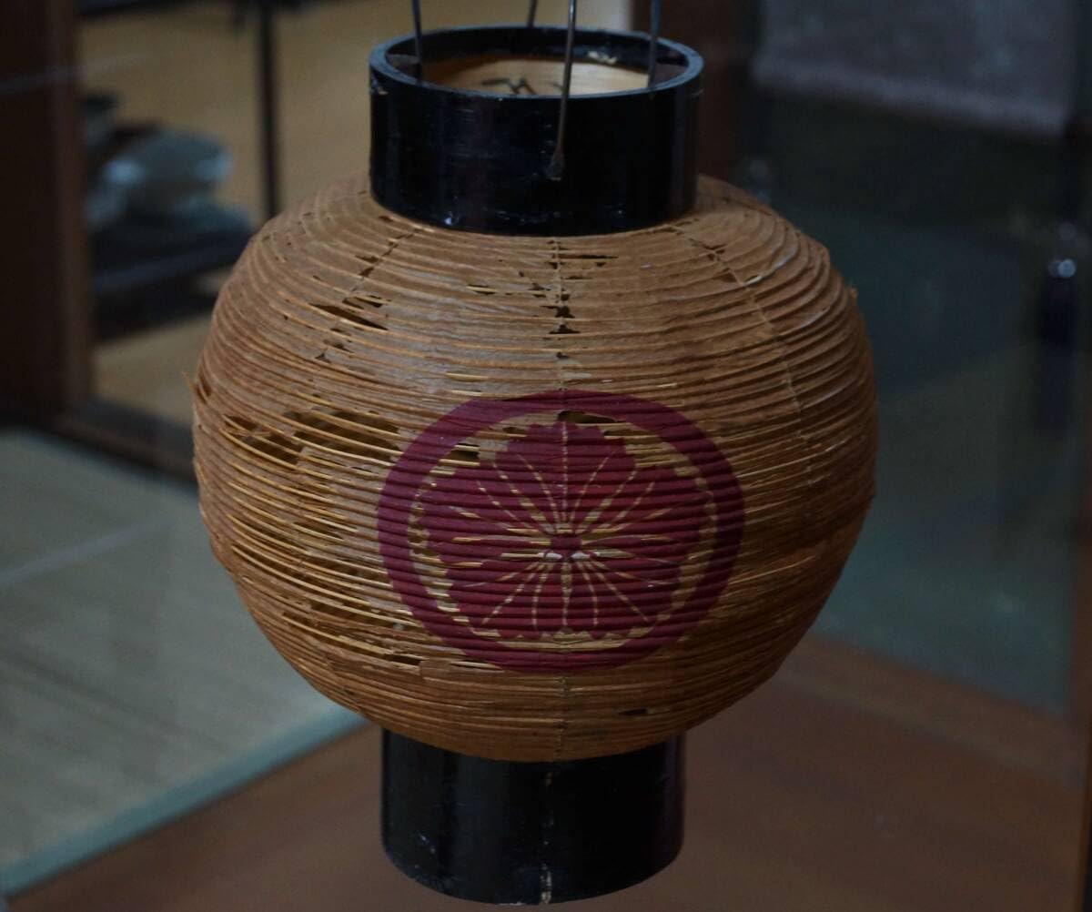 時代物 ? 家紋入り 手提げ提灯 元箱付き 骨董 古道具 【ローズ 