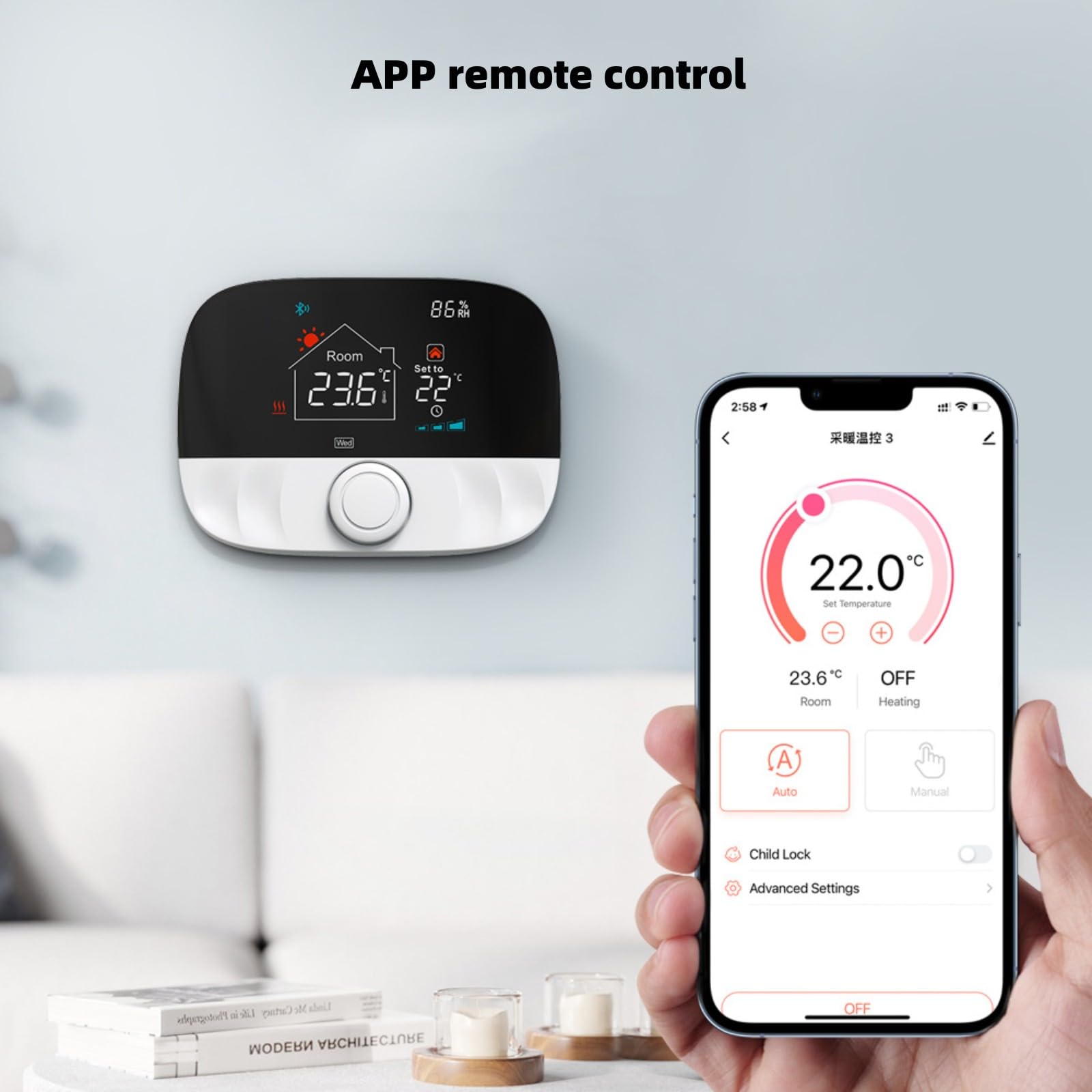 Bezprzewodowy termostat z pilotem zdalnego sterowania, termostat energooszczędny, programowalna regulacja temperatury, termostat mini do ogrzewania, funkcja wielofunkcyjna, łatwa instalacja,