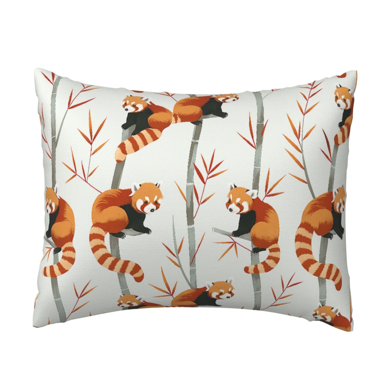 Red Panda and Fall Leaf Pillowcase Soft Plush with Zipper Decorative Pillowcovers 16x20 in
