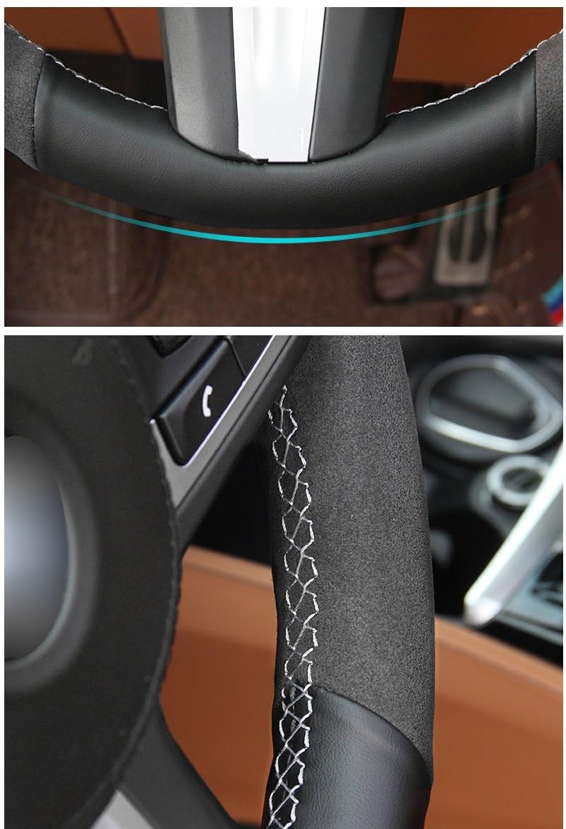 Couvre Volant Housse de Volant de Voiture en Cuir véritable suédé Noir, pour BMW G30 G31 G32 G20 G21 G14 G15 G16 X3 G01 X4 G02 X5 G05 Protection Volant Voiture