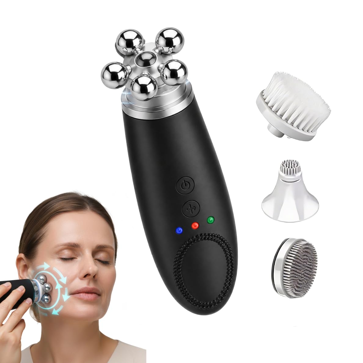 Gesichtsmassagegerät – 6-in-1 Gua Sha Gerät Elektrisch für Gesichtsmassage, Gesichtsreinigung & Hautstraffung – 4 Aufsätze, Reinigung, Faltenreduzierung, IPX7 Wasserdicht, Wiederaufladbar