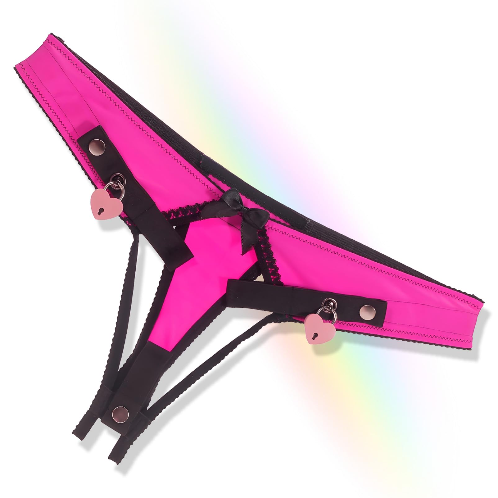 Chastity Panties en forme de cœur avec Sissy Chastity Cage rose Ceinture de chasteté Anti-Off en 2 tailles Jouets sexuels pour adultes pour hommes Formation du pénis (L,Pink)