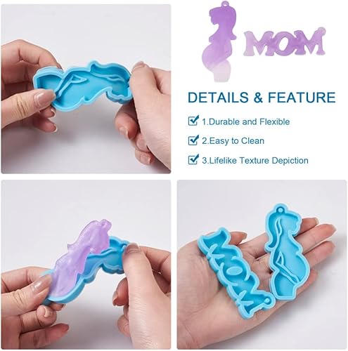 Vista 4 de Cheriswelry 6 moldes de silicona para mujeres embarazadas, moldes de resina con forma de corazón de 2.756-3.150 in para bricolaje, colgante