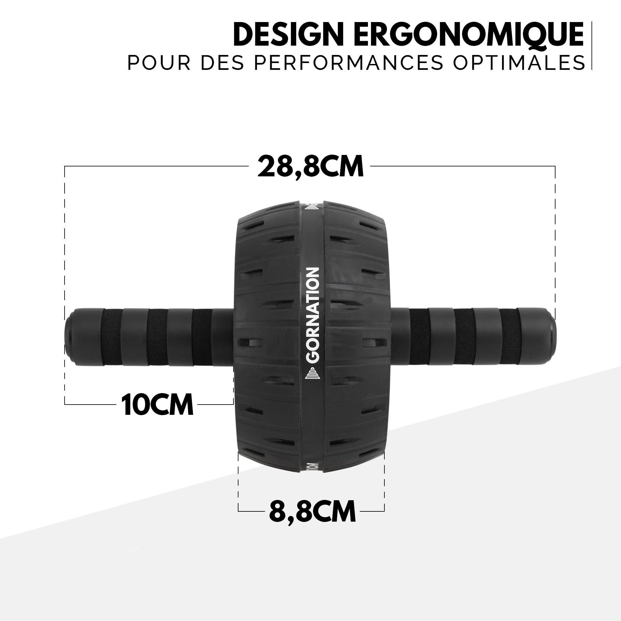 GORNATION Ab Wheel, Roue Abdominale, Roulette Abdominaux, Ab Roller, Outil d'entraînement Efficace pour les Abdominaux, Avec Genouillères, Roue Abdo Adapté à tous les Niveaux de Fitness
