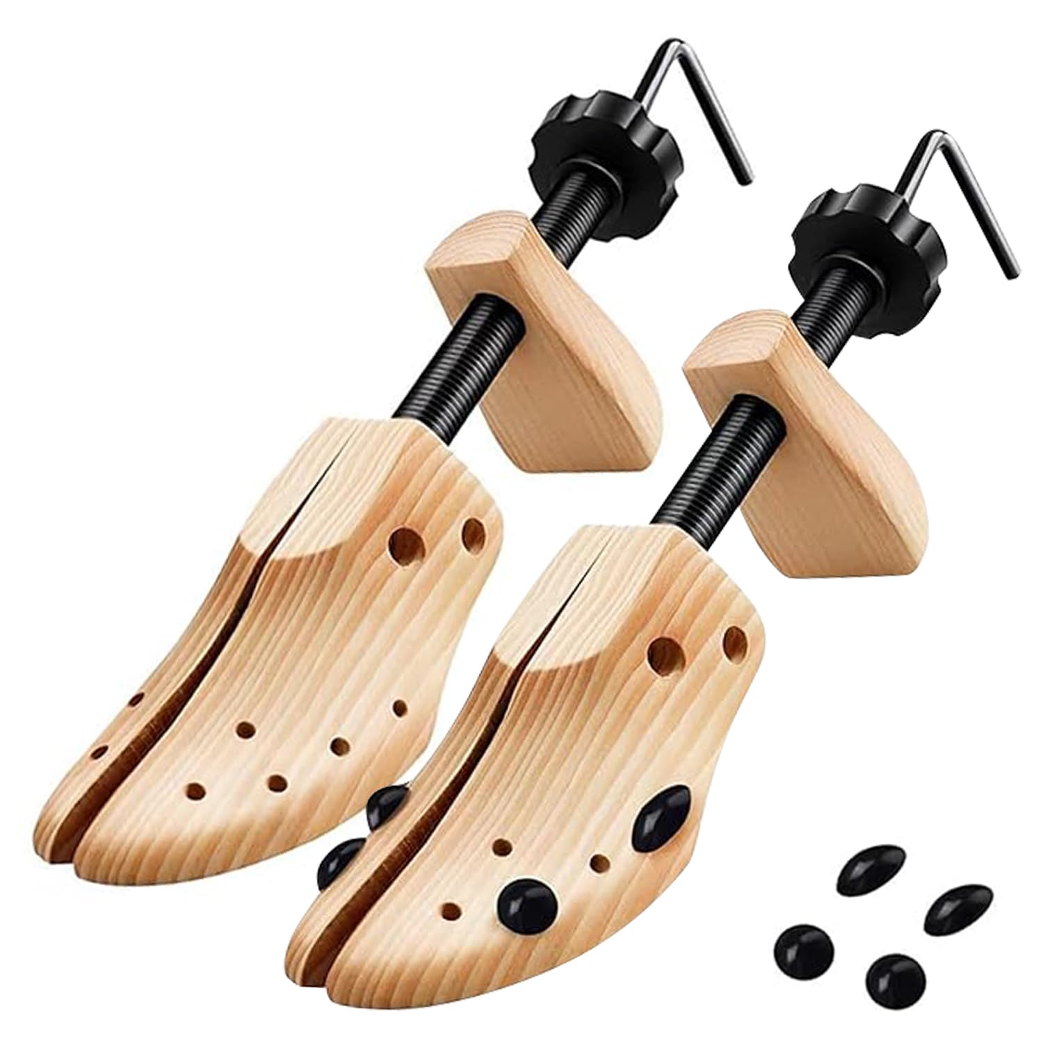 Pair of Wooden Shoe Stretcher,Adjustable Shoe Trees for Men and Women Wood Shoe Shaper Expander Stretch Length & Width Man's Size 9 to 13 Woman's Size 10 to 13.5 (Large), Bronze