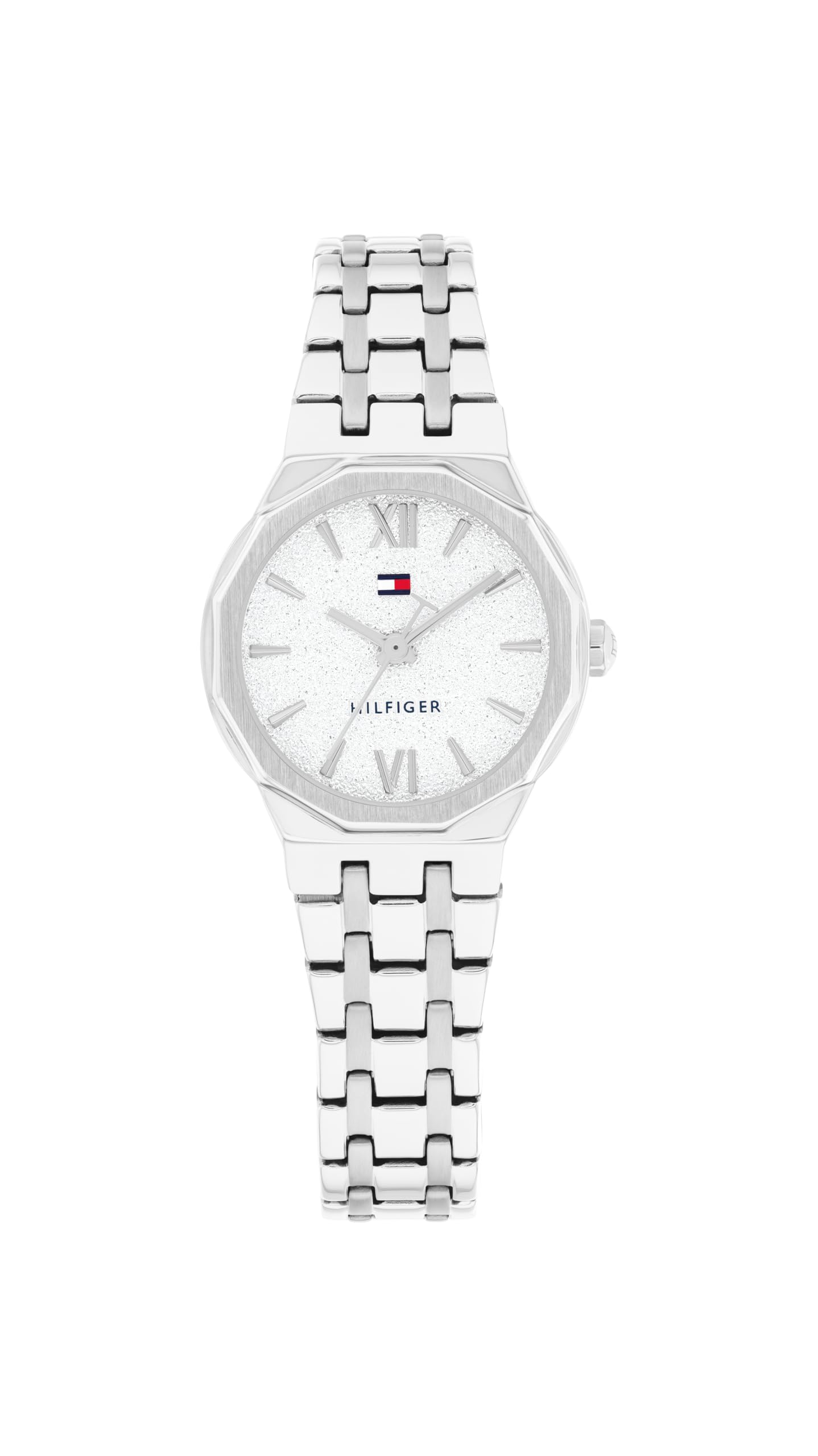 Tommy Hilfiger Women's Silver Stainless Steel Frosted Dial Chain-Link Watch