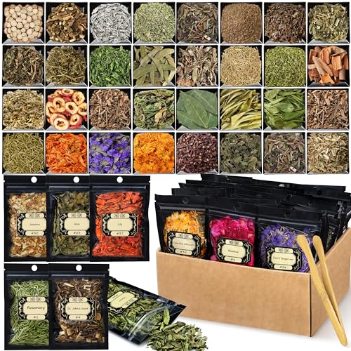 HOOMUU 38pcs Herbs for Witchcraft, Witchcraft Supplies Dried Herb and