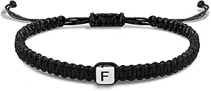 Initial Bracelets for Women Men Gifts for Her Teen Girl Best Friend Birthday Graduation Dainty Braided Bracelets Letter A-Z Charm Adjustable Link Mother's Day Jewelry Mom Christmas Gifts Valentine's Day Jewelry
