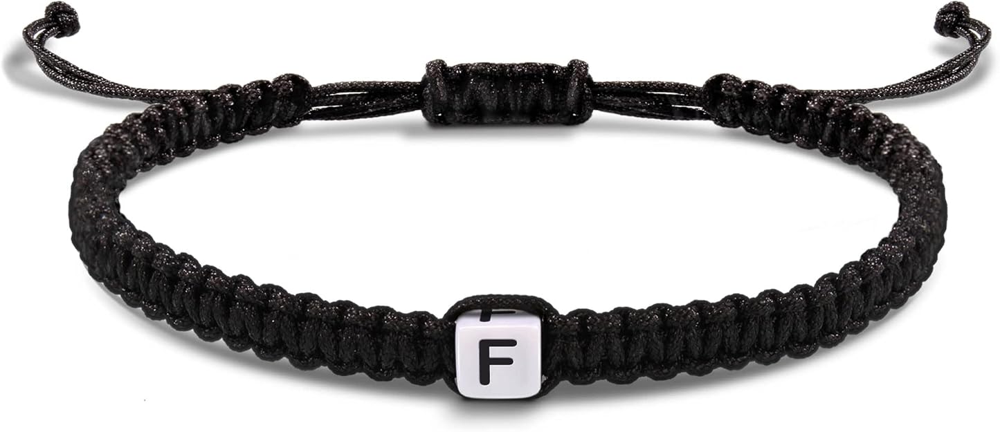 Initial Bracelets for Women Men Gifts for Her Teen Girl Best Friend Birthday Graduation Dainty Braided Bracelets Letter A-Z Charm Adjustable Link Mother's Day Jewelry Mom Christmas Gifts Valentine's Day Jewelry