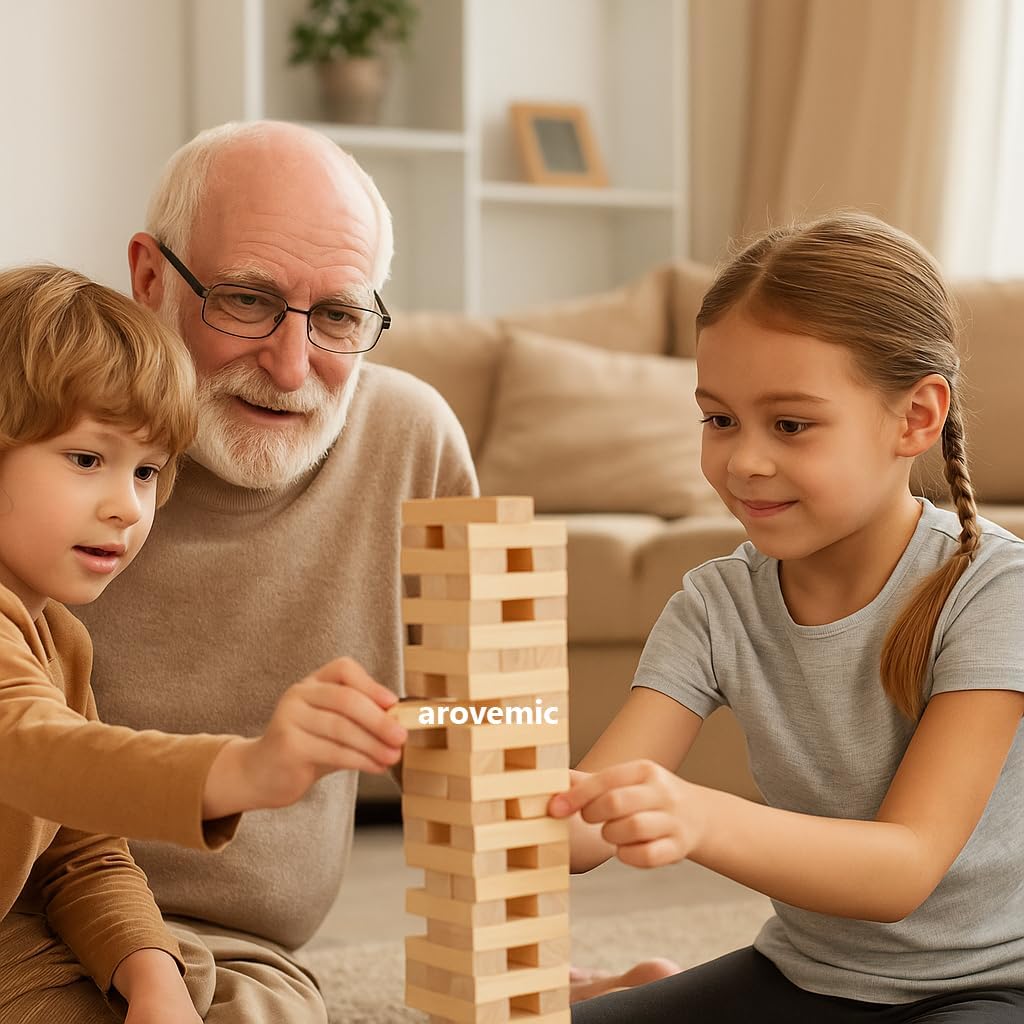 Premium Best Wooden Blocks 39 Pcs - Tumbling Tower Game – Indoor Stacking Puzzle Blocks for Kids, Adults & Families – Fun Balancing Toy for Boys & Girls of All Ages -Educational Wooden Toys 4