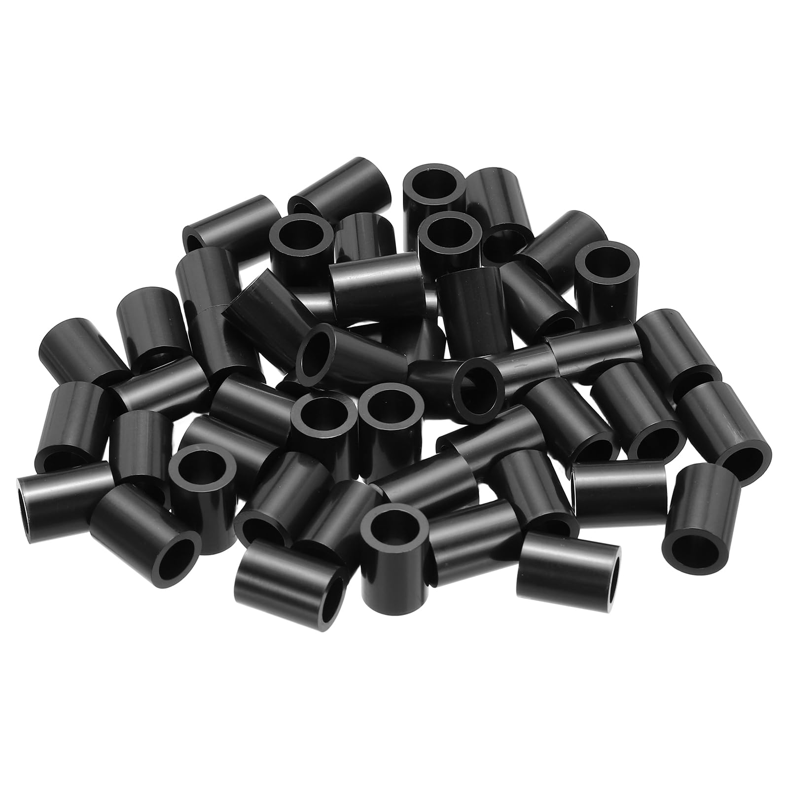 PATIKIL 50Pcs M4 ABS Spacers M6 x 9mm OD x 12mm L Plastic Round Spacer Washers Black Standoff Nut Unthreaded for Screws Bolts Electrical Outlet