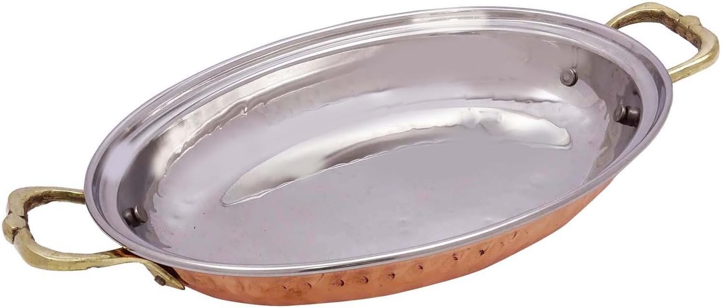 Indianbeautifulart Traditional Hammered Oval Dish Platter Serveware Tableware Hotelware Utensil