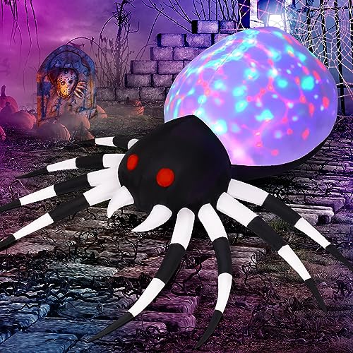 Image of GOOSH 6 FT Height Halloween Inflatables Outdoor Spider with Magic Light, Blow Up Yard Decoration with LED Lights Built-in for Holiday /Party /Yard /Garden