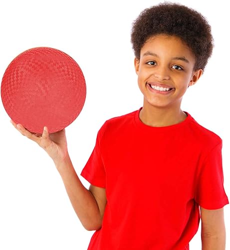 Miniatura 5 de ArtCreativity Pelota roja para niños, pelota inflable de 10 pulgadas para patio trasero, parque y playa, diversión al aire libre, juguetes duraderos
