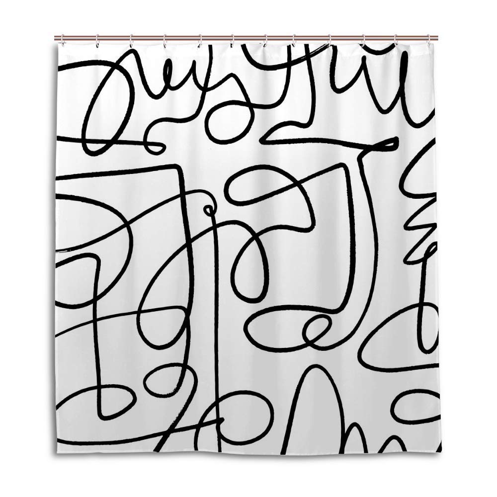 Rideau de douche design haut de gamme noir/blanc pour douche