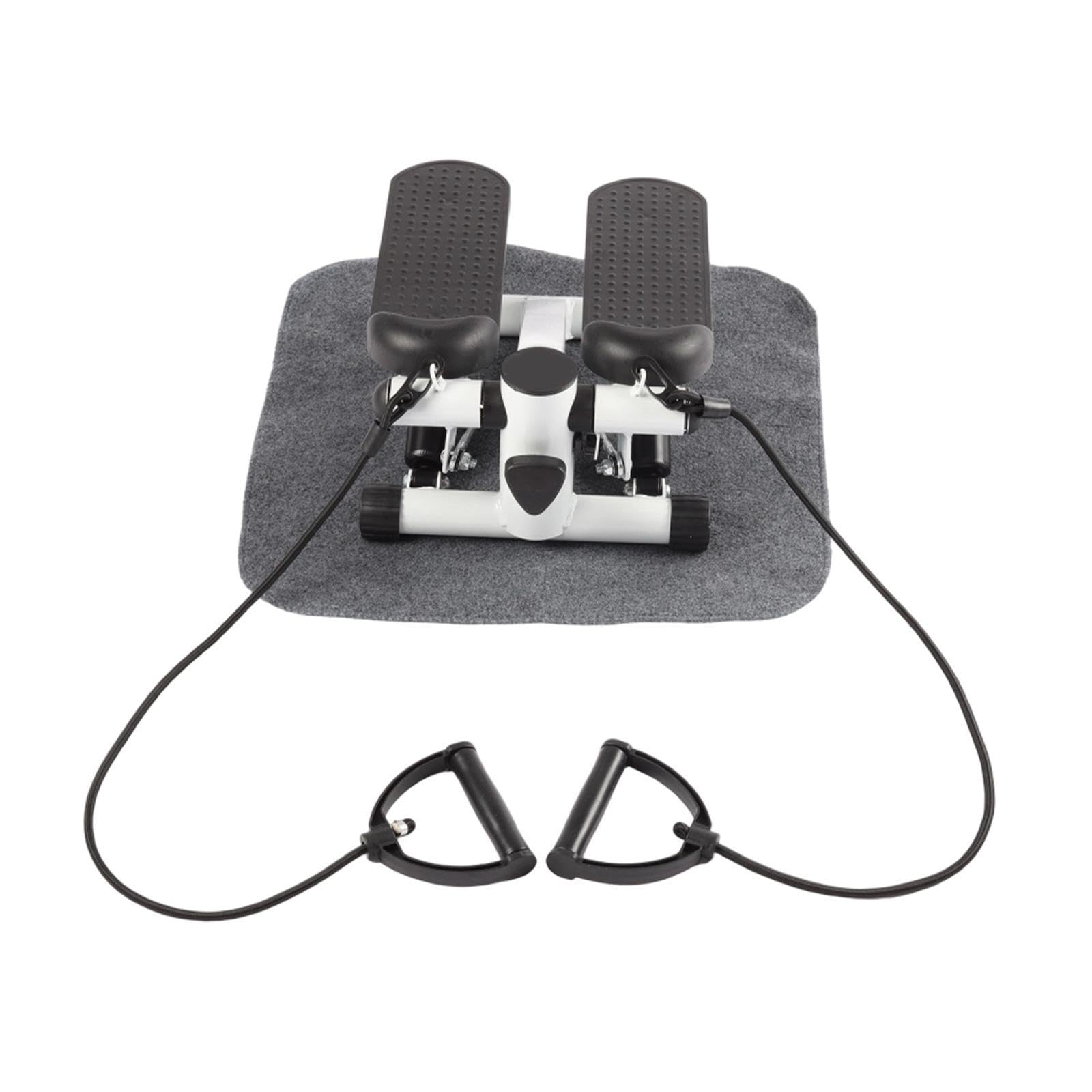 Mini Stepper Fitness Casa con Fasce di Resistenza e Tappetino, Regolabile, Silenzioso, Compatto 38x30x18cm (15x12x7in)