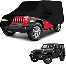 Car Cover, Waterproof Car Cover for Jeep Wrangler 2 Doors, Anti UV, Indoor & Outdoor Car Cover for Cj Yj Tj and Jk Winter and Summer All Weather Cover