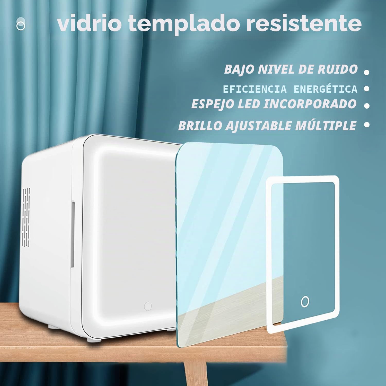 VNIMTI Mini Nevera Cosmeticos 4L, Frigorífico Mini Portátil, Pequeño Nevera con Espejo, 12V/220V, Enfriar y Calentar, Nevera Skincare para Dormitorios, Coche, Oficinas (4L-Blanco)