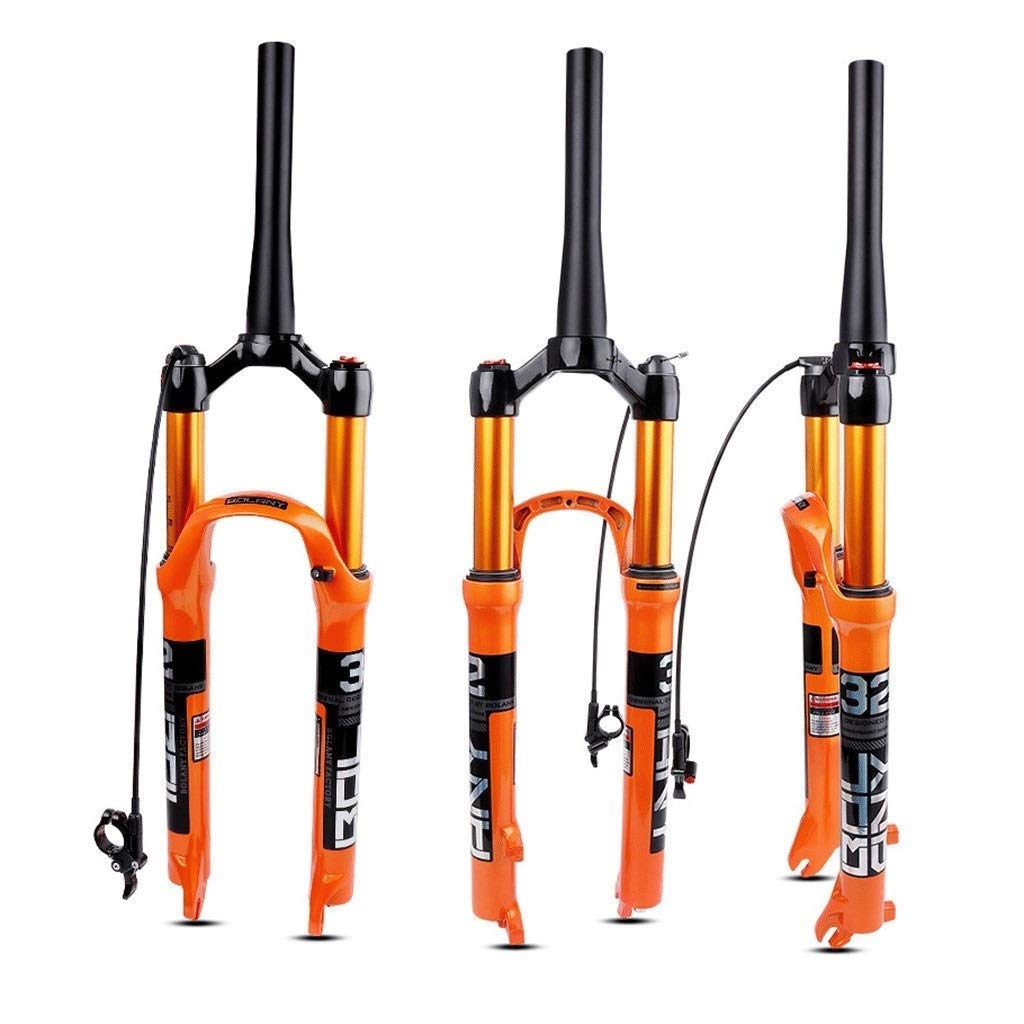 Fourche Avant de VTT 26/27,5/29 Pouces, Suspension à Ressort pneumatique, Tube Conique 1-1/2", débattement HL/RL 105 mm, Frein à Disque QR 9 mm (Couleur : Télécommande, Taille 27,5