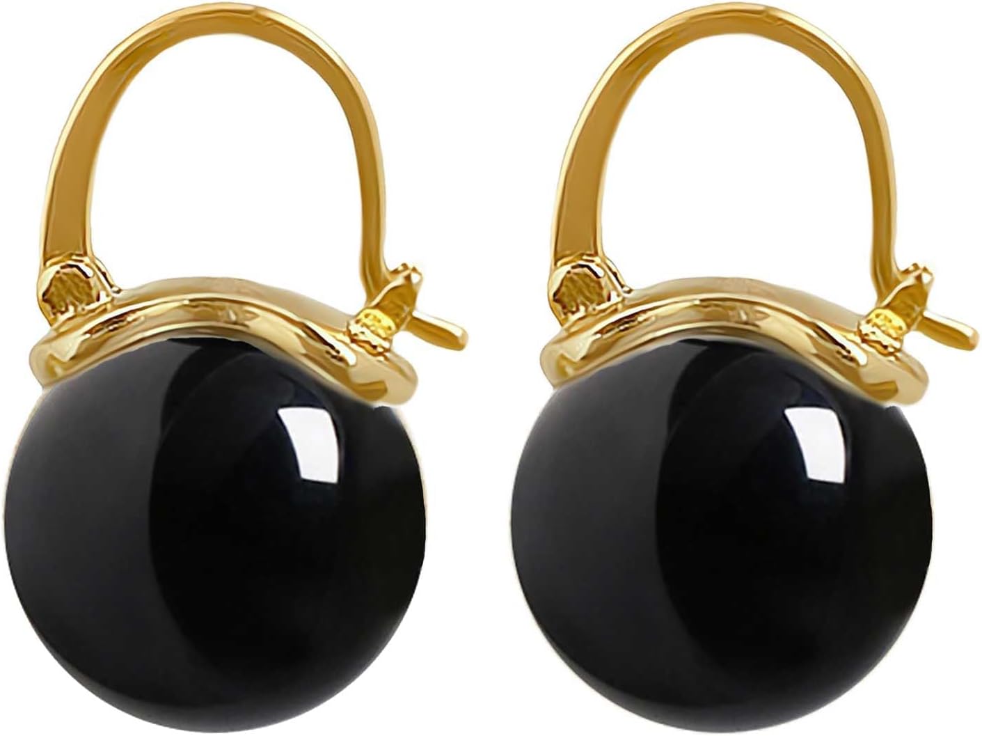 18K Gold Plated 925 Sterling Silver Drop Dangle Shell Pearl Earrings for Women - Peral Size 12mm