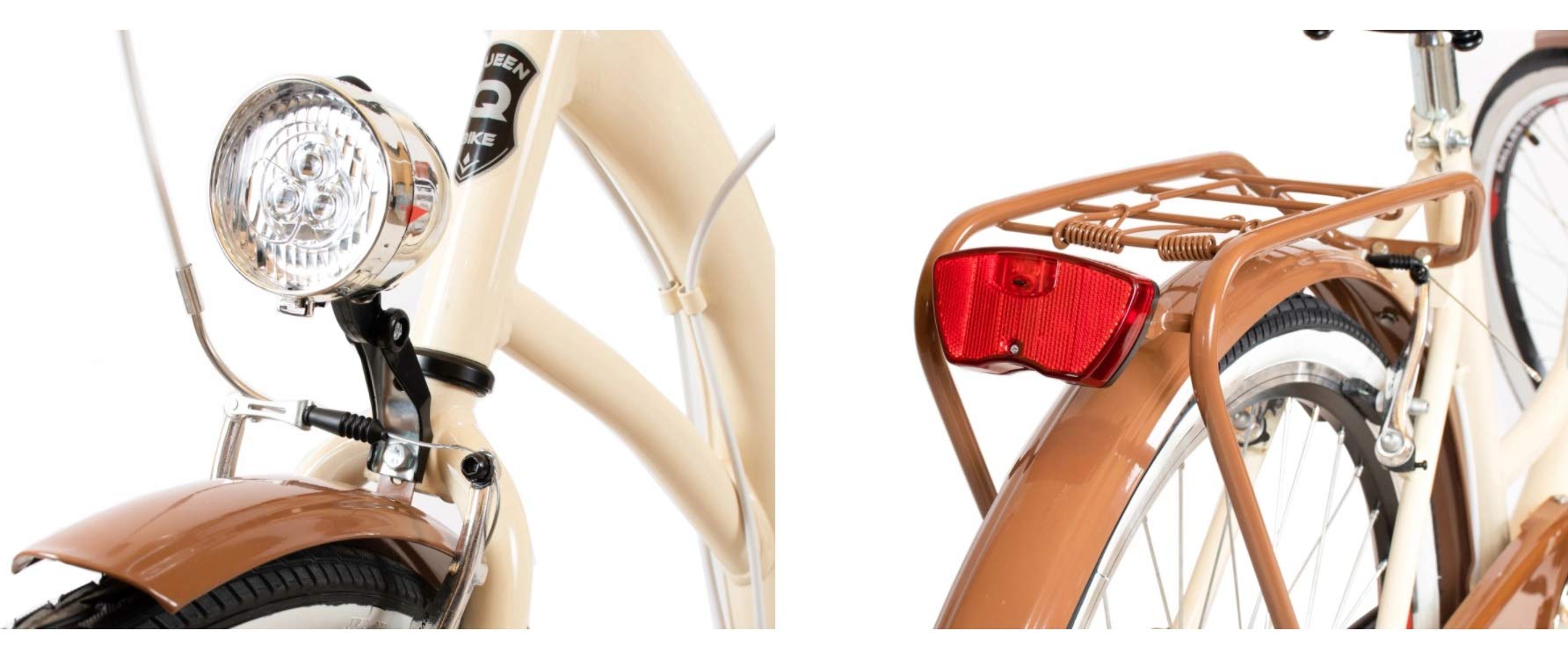 Bicicleta de paseo para mujer de BDW de 6 velocidades Shimano, LED, para ciudad, trekking, bicicleta de ciudad, bicicleta para mujer, bicicleta de trekking, cesta KOSTELNOS