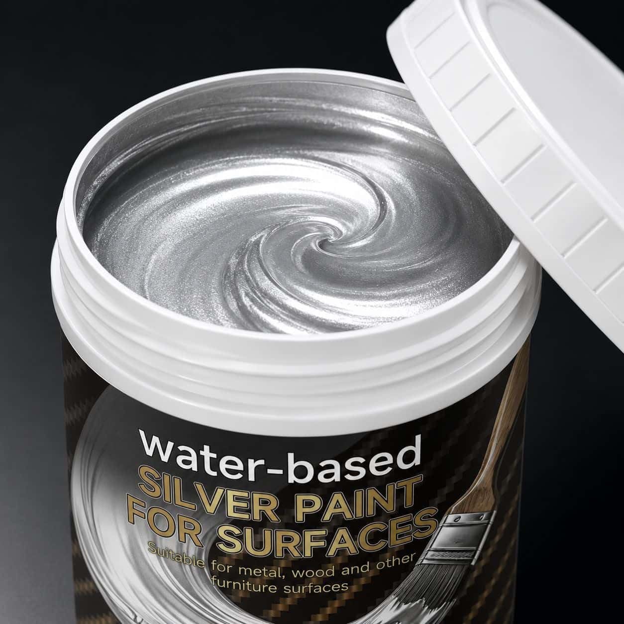 Pintura plateada a base de agua para metal, madera y piedra; revestimiento multisuperficie para muebles y decoración; pintura de cobertura suave para proyectos de renovación (DIY), 300 g (2Piezas)