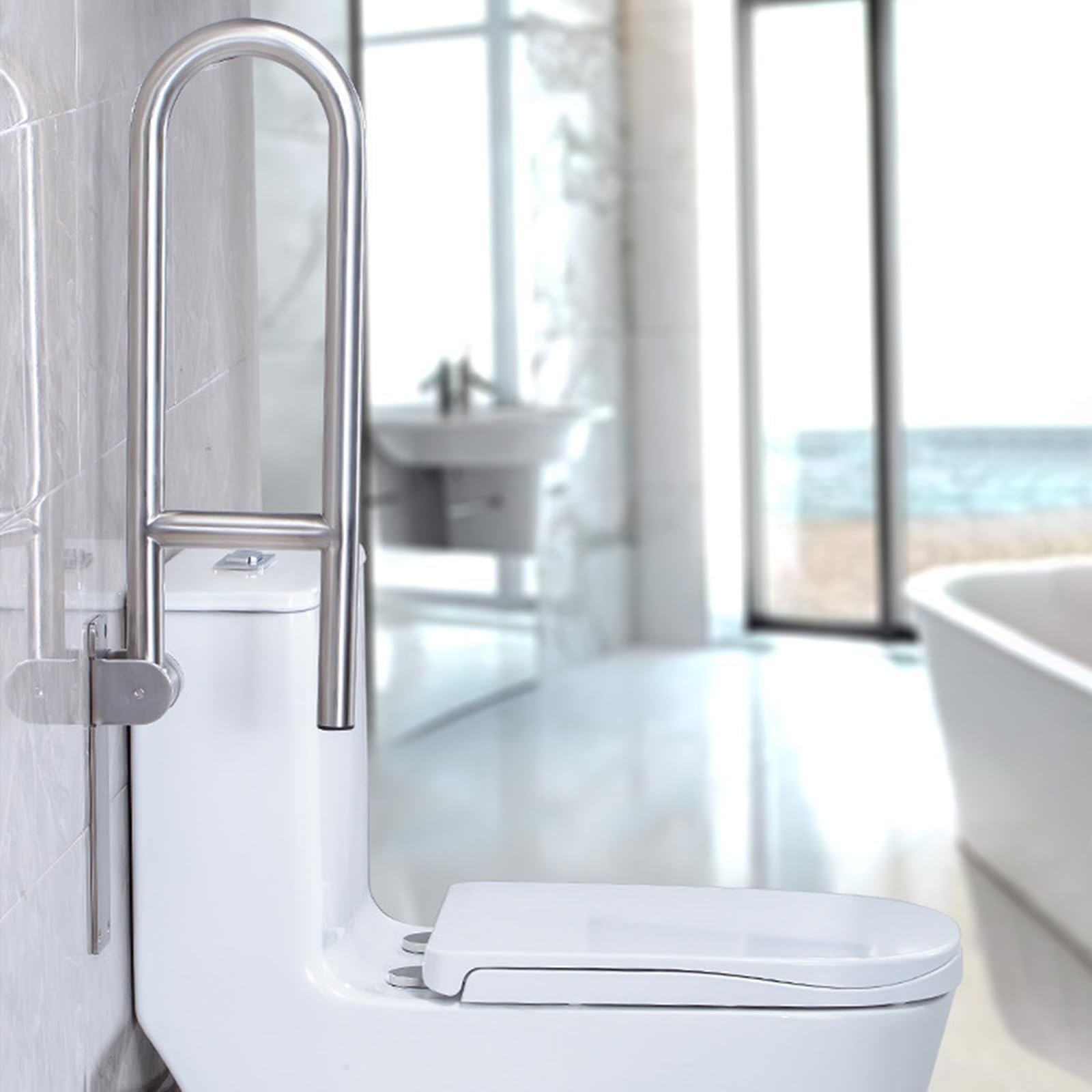 Maniglione Bagno Disabili 60cm, Maniglia Doccia Anziani, di Sostegno Ribaltabile, Barra di Sicurezza Supporta 300-350kg