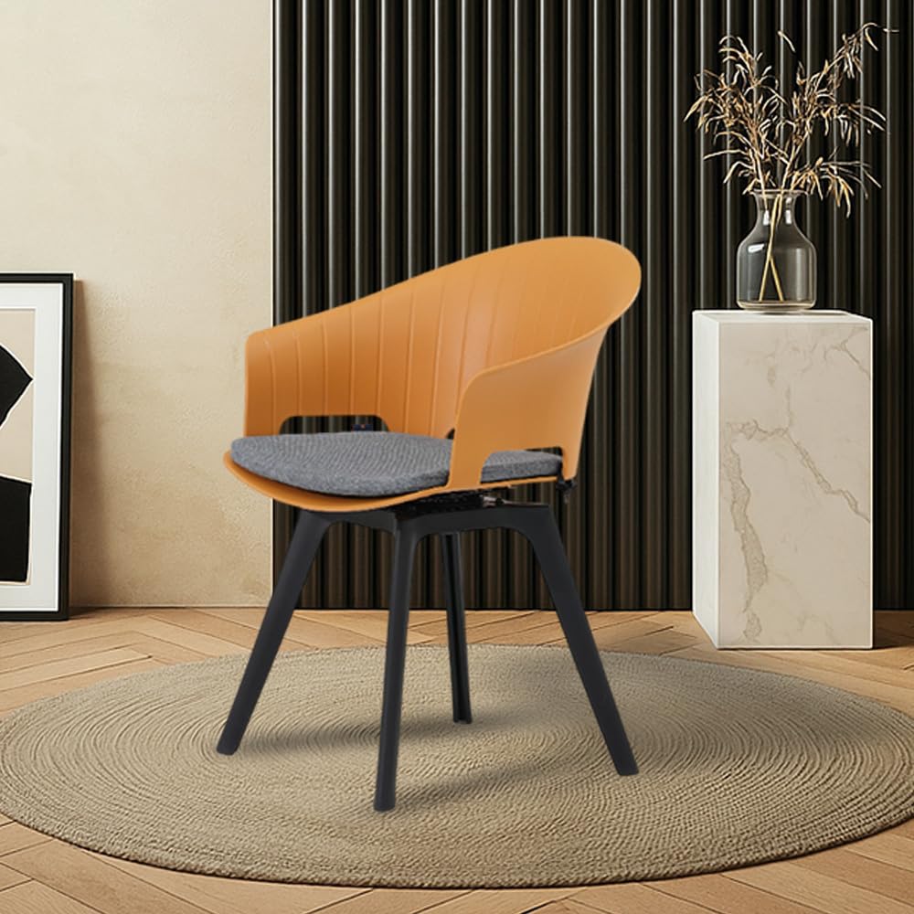 Royaloak Horizon Fiber Chair with Revolving Mechanism |Moulded Fiber Sturdy Legs | Ergonomically Designed with Curved Backrest & Armrest | Fabric Upholstered Cushion Seat-image-49