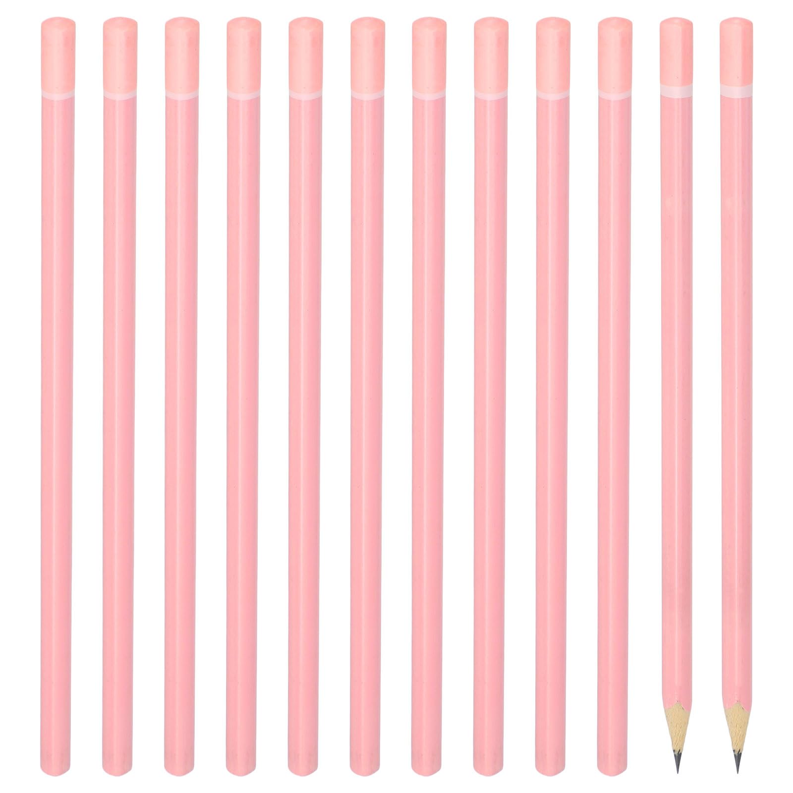 PATIKIL Triangle Wooden Pencils Bulk, 12 Pack HB Graphite Pencils for Office Supplies, Engineering Marking Writing Art Drawing Supplies, Pink