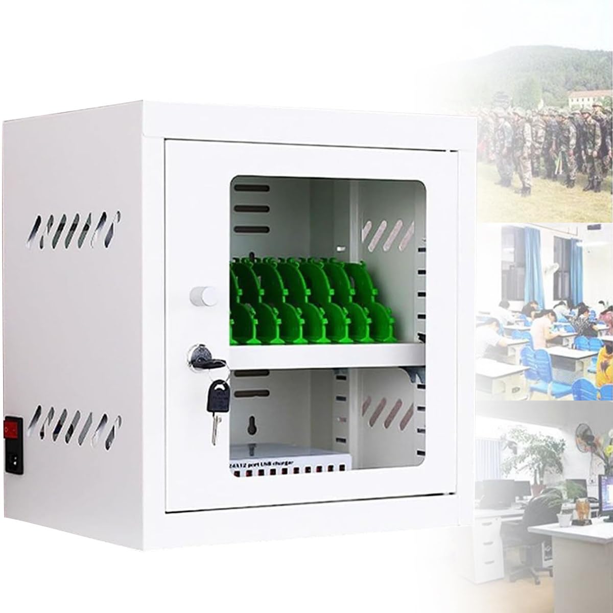 GTHTUHFD Lockable Phone Charging Station Cabinet With 12 Slots Secure Rechargeable Cell Phone Storage For Schools Offices And Public Spaces – Fast Charging Solution