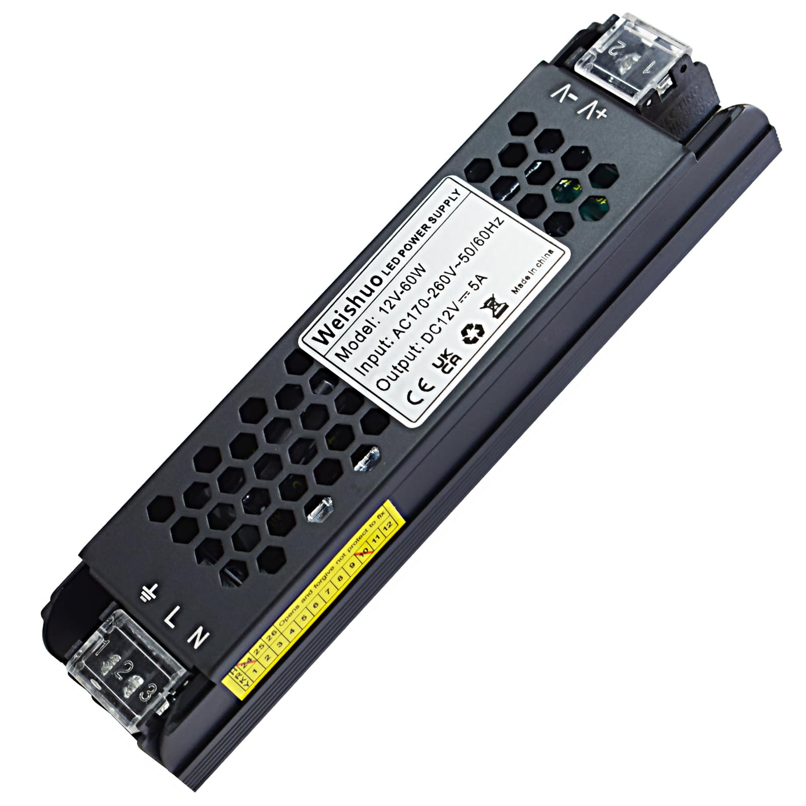 LED Driver 12V 60W LED Transformer AC 220/230V to DC 12 Volt 5 Amp Constant Voltage Slim Switching Power Supply for LED Strip Lights LED Bulbs and Indoor Lamps