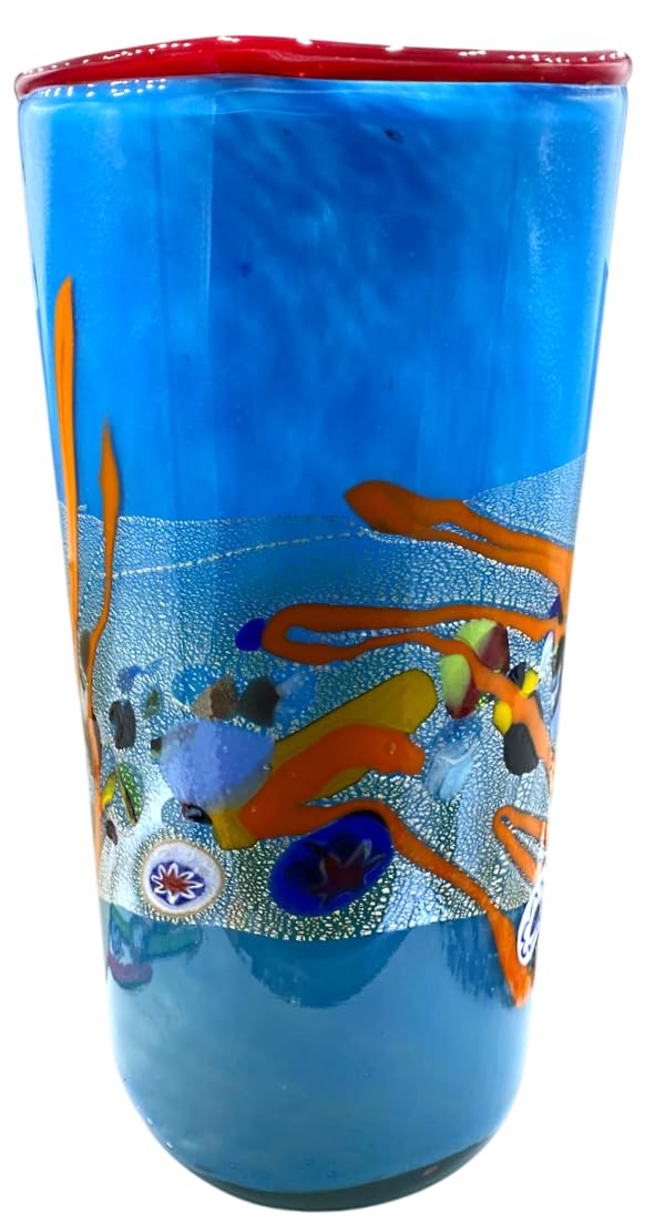 Vase en verre de Murano aux murrines multicolores pour sublimer votre salon moderne