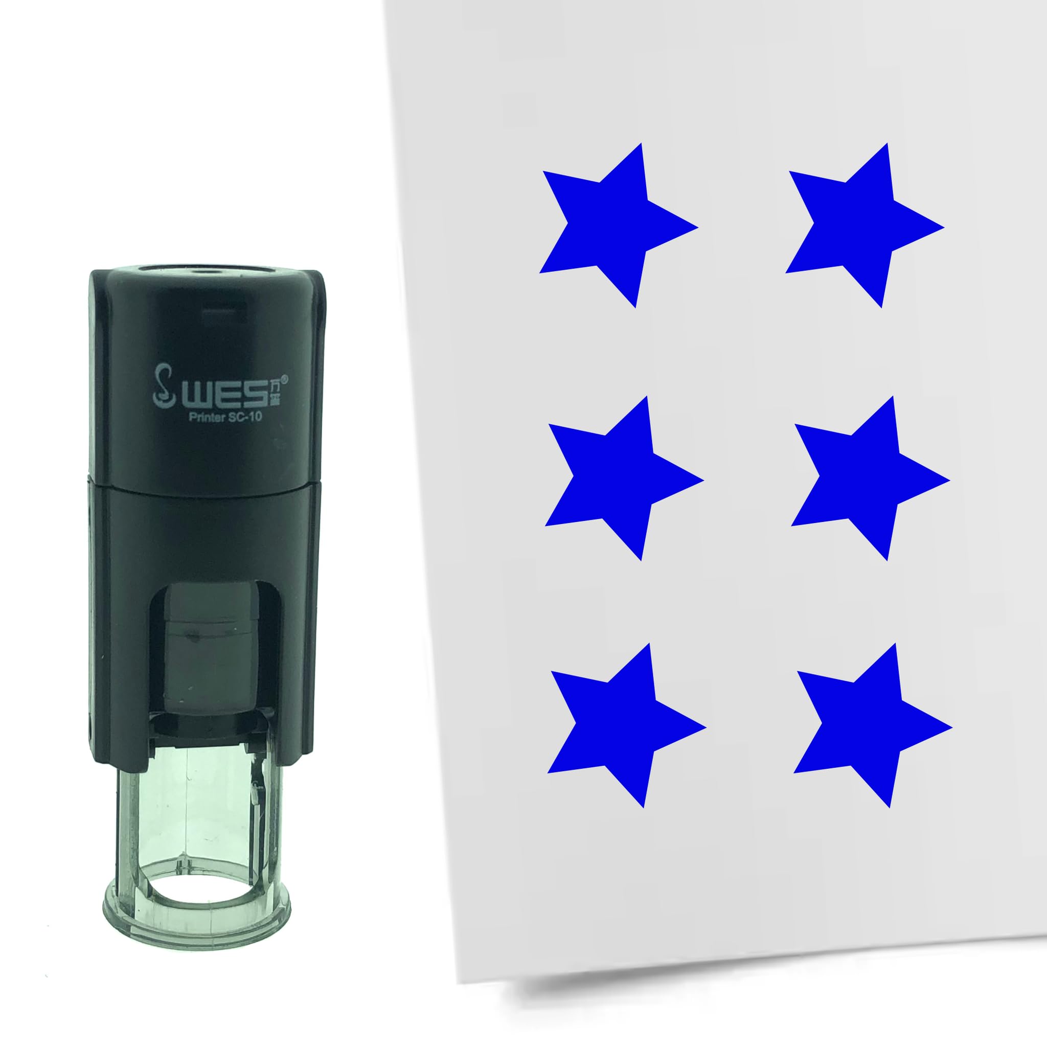 Combicraft Stamp Star or Asterisk 10mm Round - Blue Ink - Internal refillable Stamp Cushion - Handy for Savings Cards, Bullet journals or Other Creative Projects — image 1