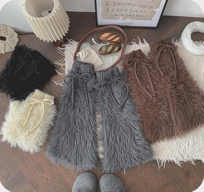 Women Faux Fur Leg Warmers Cosplay Christmas Halloween Party Costume Boot Cuff Cover Night Club furry leg warmers