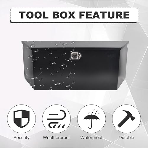 Miniatura 4 de Caja de herramientas de acero negro para camión, caja de herramientas de remolque de 49 x 15 x 18.5 pulgadas con pestillo bloqueable y llaves,