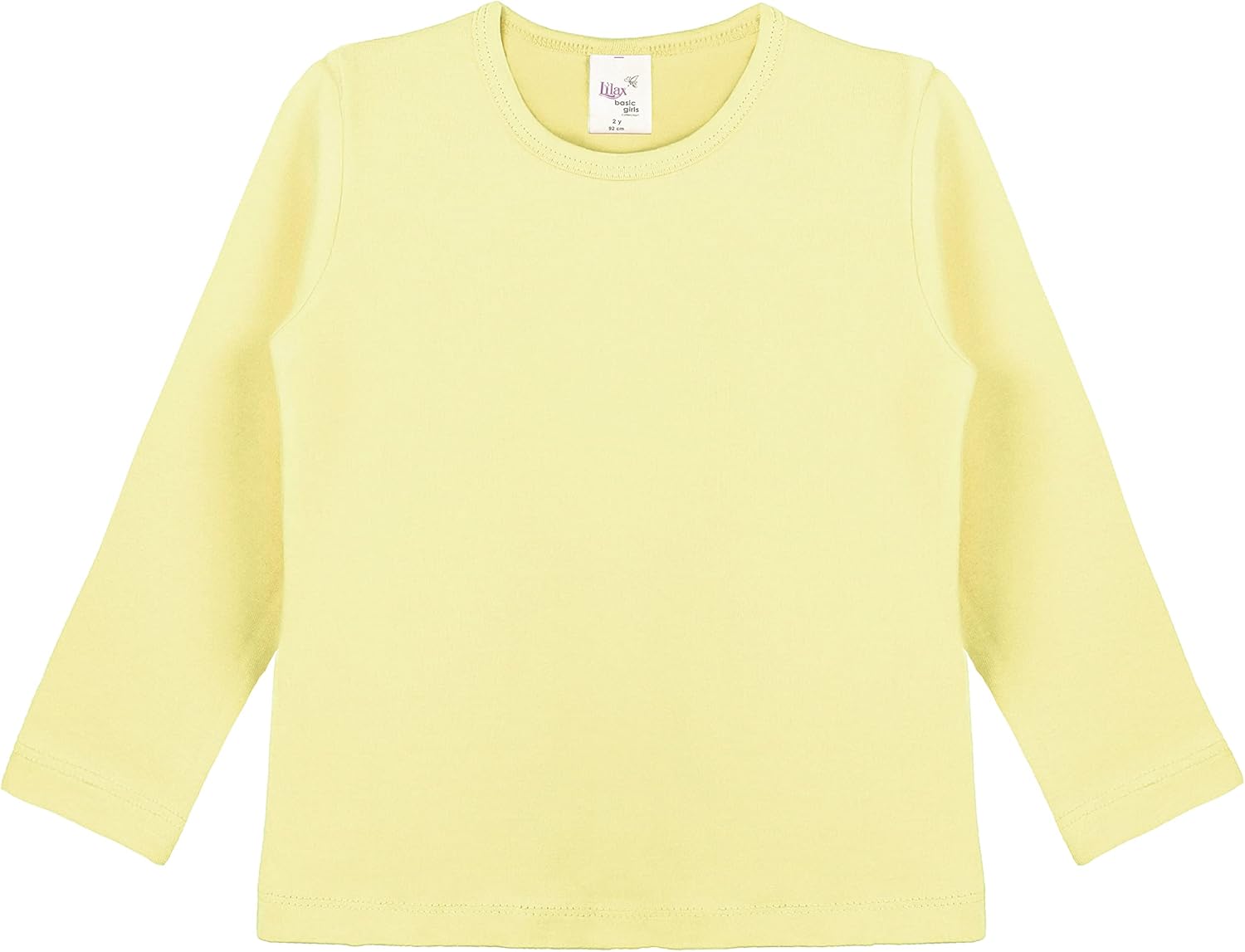 Lilax Girls' Basic Long Sleeve Round Neck Cotton T-Shirt