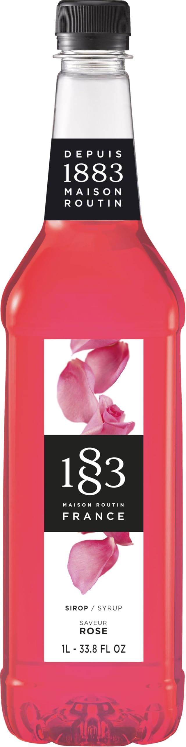 1883 Rose Syrup for Drinks, Made in France, 1 Liter Plastic Bottle
