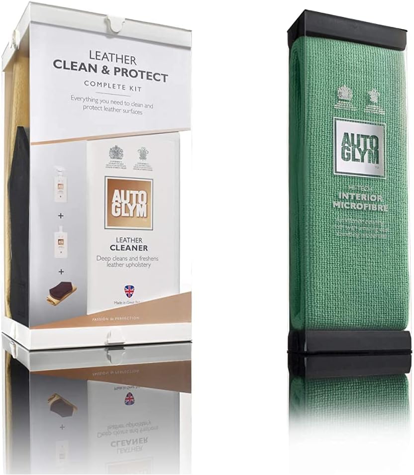 Leather Clean & Protect Complete Kit and AG 310016 Hi-Tech Interior Microfibre, Green